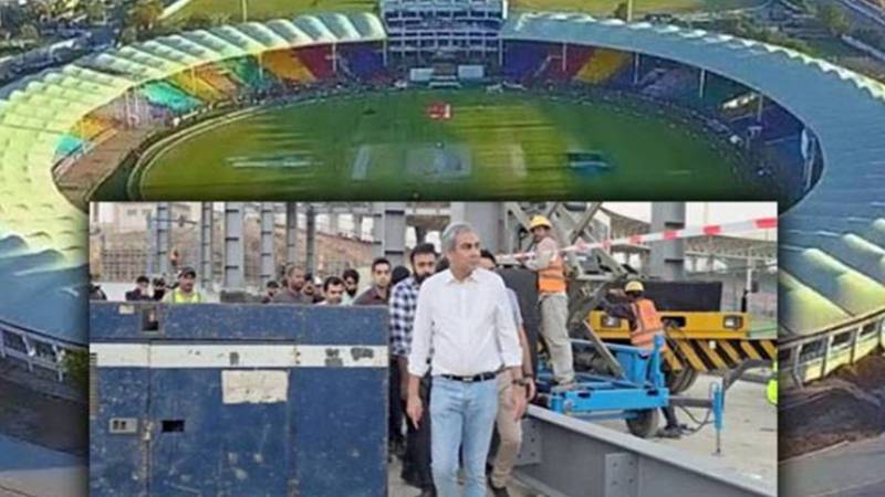 چیئرمین پی سی بی محسن نقوی کا نیشنل اسٹیڈیم کراچی کا دورہ، اپ گریڈیشن پراجیکٹ کی پیشرفت کا جائزہ