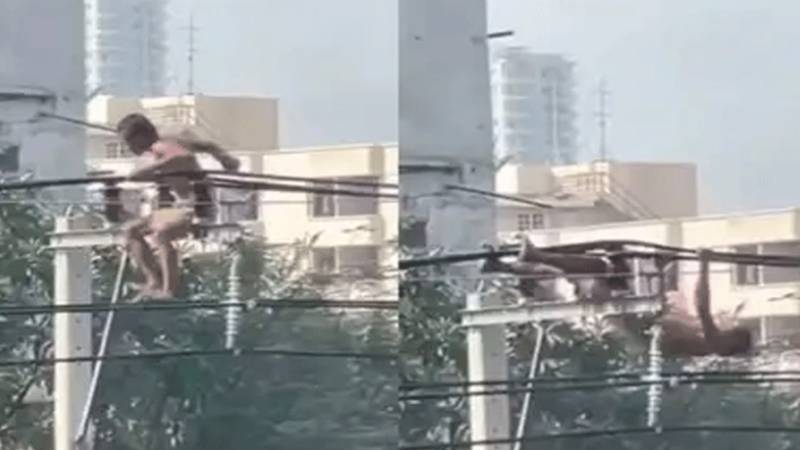 بجلی کے تاروں پر ’پل اپس‘ لگا کر بھارتی شخص نے سب کو حیران کردیا