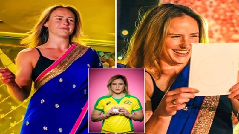 ویمنز پریمئیر لیگ میں ایلیسی پیری کا مشرقی لباس میں جلوہ، ساڑھی میں تصاویر وائرل