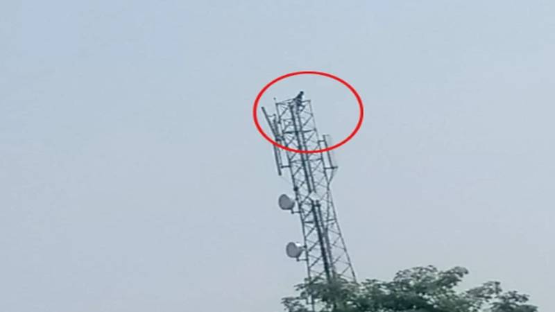 اسلام آباد: 2 ہزار روپے کے چالان پر شہری موبائل ٹاور پر چڑھ گیا