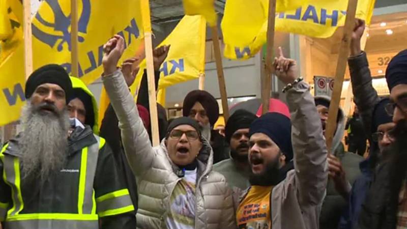 پاکستان کے خلاف راج ناتھ کا بیان، کینیڈا میں سکھ کمیونٹی کا احتجاج