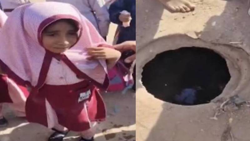 کراچی میں بچی کھلے گٹر میں گر گئی، راہگیر کی فوری کارروائی سے جان بچ گئی