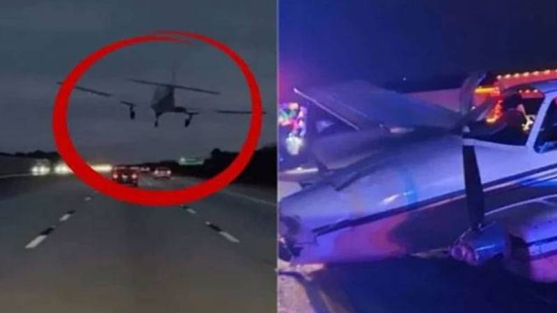 فلوریڈا ہائی وے: طیارہ ہنگامی لینڈنگ کے دوران کار سے ٹکرایا، ویڈیو وائرل