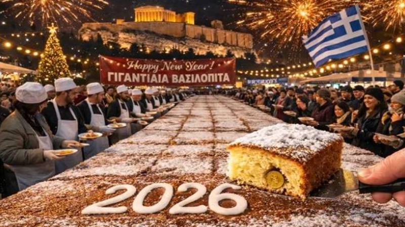 یونان میں 10 ٹن وزنی، 100 میٹر لمبا دیوہیکل کیک تیار