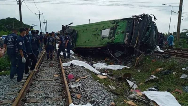 تھائی لینڈ میں ٹرین حادثہ، 22 افراد ہلاک، 30 سے زائد زخمی