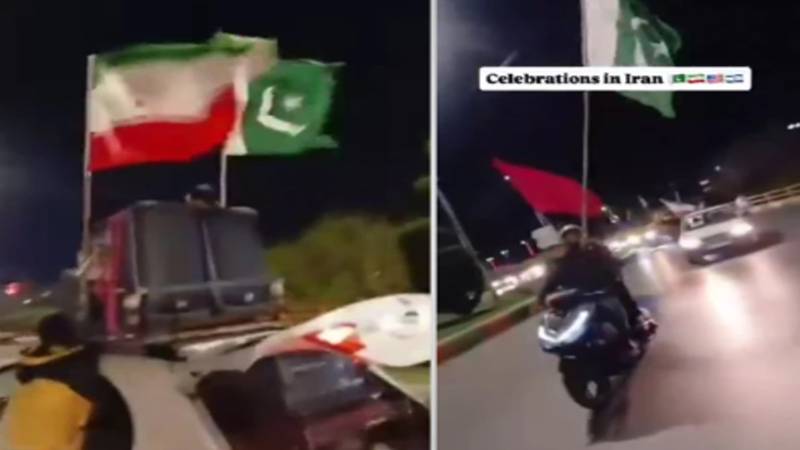 ایران میں جنگ بندی کے بعد شہری سڑکوں پر نکل آئے، پاکستانی پرچم کے ساتھ جشن کا سماں