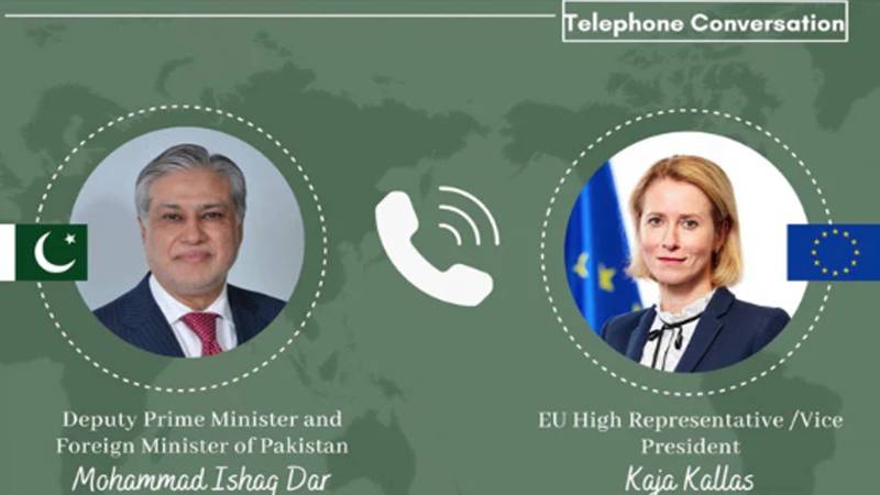 اسحاق ڈار اور یورپی یونین کی خارجہ امور کی سربراہ کے درمیان علاقائی صورتحال پر بات چیت 