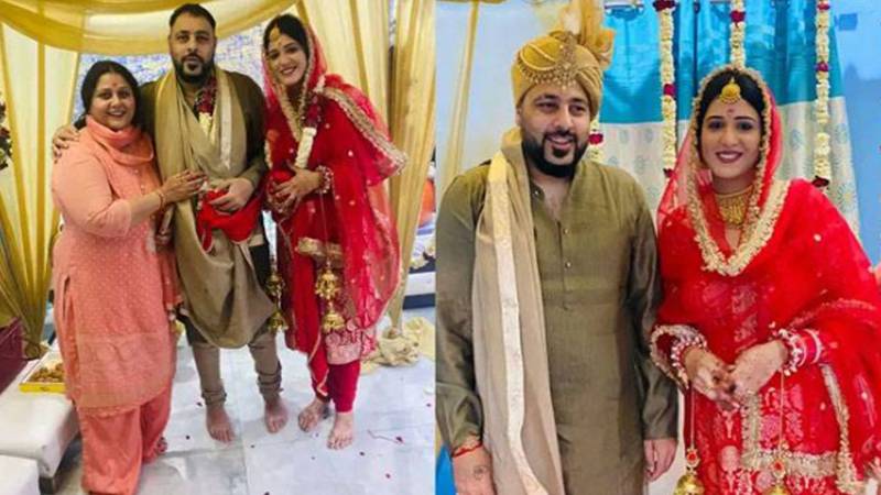 اداکارہ ایشا رکھی سے بھارتی گلوکار بادشاہ کی شادی کی تصاویر وائرل