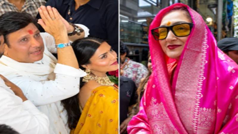 اداکار گووندا اپنی نئی دوست کے ساتھ پوجا میں شریک، اہلیہ اکیلی پہنچیں